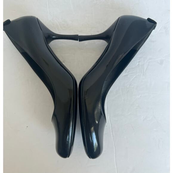 Gucci Black Patent Leather Round Toe Slip On Mid Heel Pumps Sz 6C Wide EU 36C - Picture 5 of 15